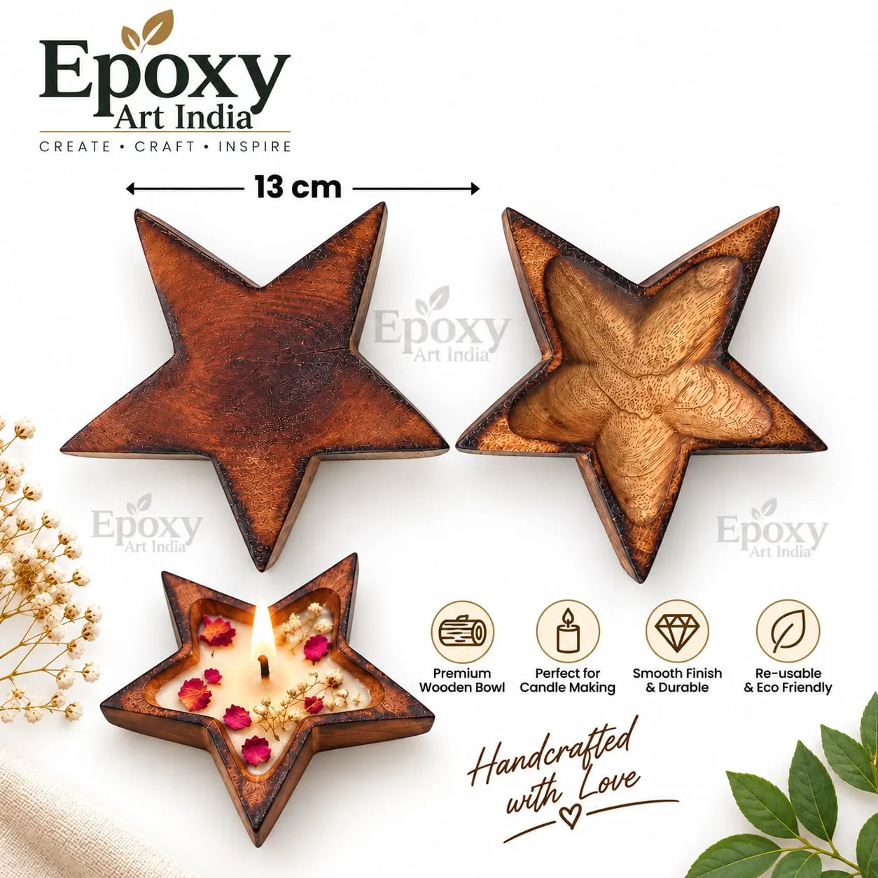 Star Shape Wooden Candle Base For Candle Making Star Shape Wooden Candle Base For Candle Making