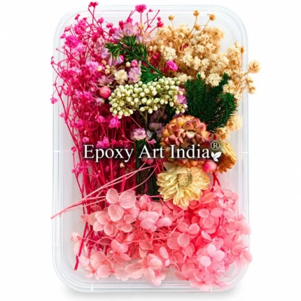 Pink With White Dry Flower Box for Resin Art