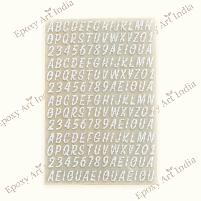 White Capital Alphabet & Number UVDTF Sticker for Resin Art