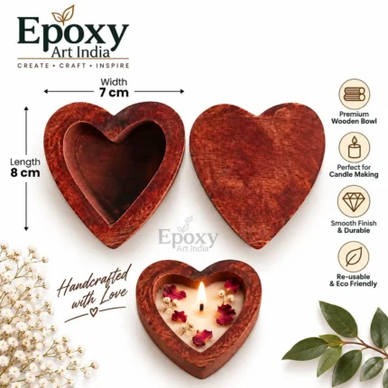 Small Heart Shape Wooden Candle Making Bowl