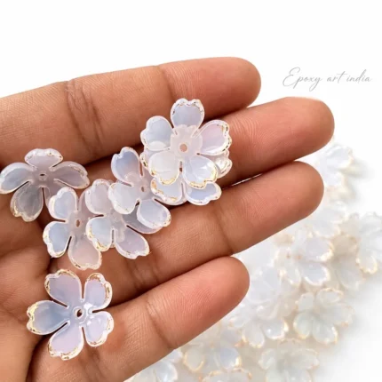 Acrylic Cherry Blossom Flower Beads for Pooja Thali Decoration