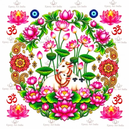 Pichwai Cow Frame 3D UV DTF Sticker