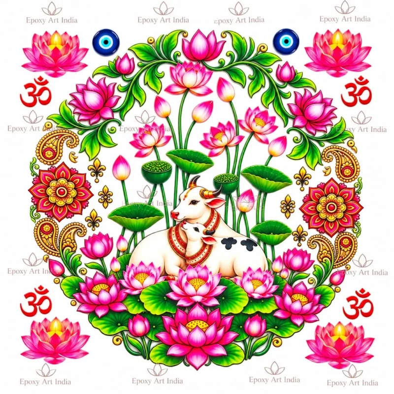 Pichwai Cow Frame 3D UV DTF Sticker