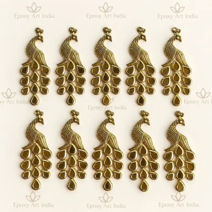 Golden Metal Peacock 10 Pcs