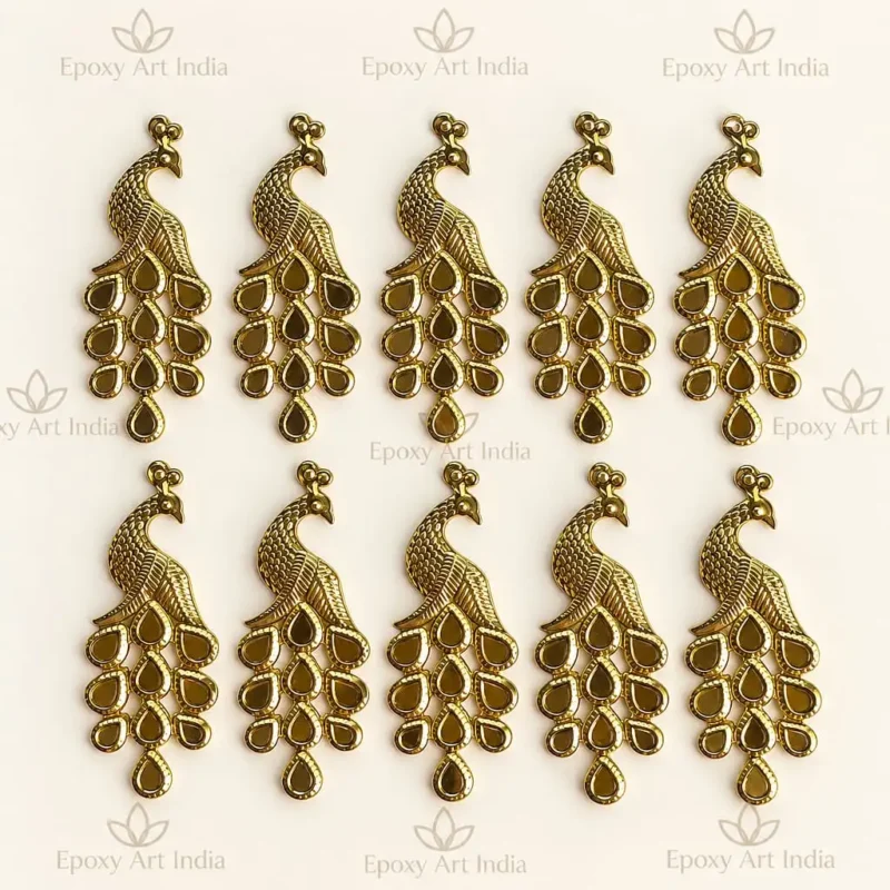 Golden Metal Peacock 10 Pcs