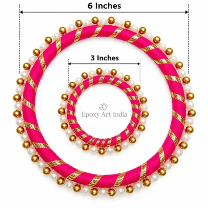 3" Traditional Pearl Ring for Pooja Thali Decoration & Toran Making | With Pink Thread