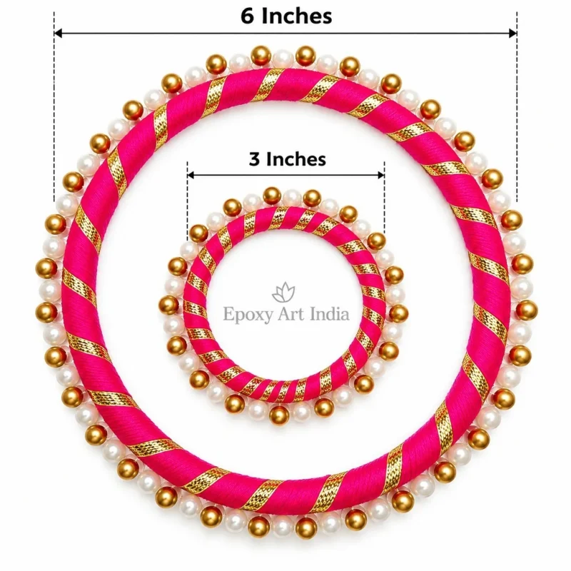 3" Traditional Pearl Ring for Pooja Thali Decoration & Toran Making | With Pink Thread