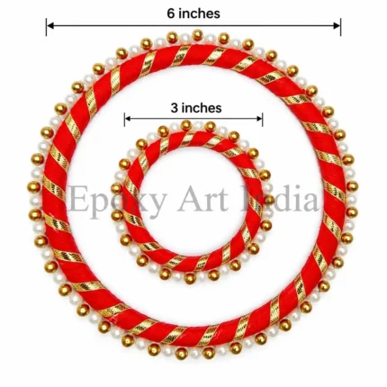 6" Traditional Pearl Ring for Pooja Thali Decoration & Toran Making | With Red Thread