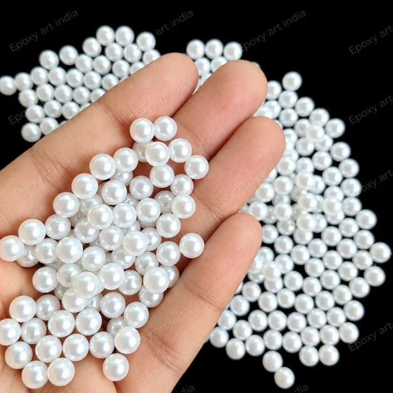 White Pearl Beads for Resin Art (Size : 4 to 5mm) | Moti