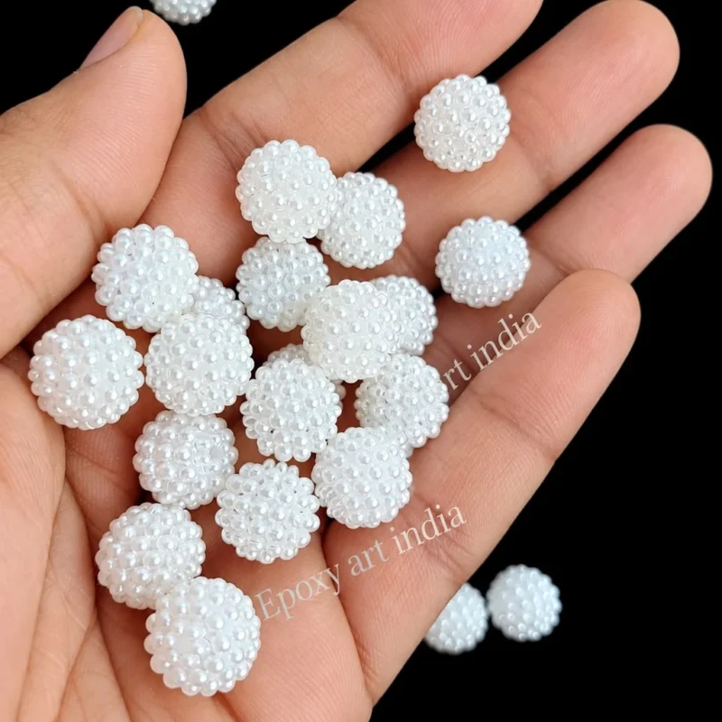 White Dotted Pearl Fruit Ball Beads 8–10mm | Moti