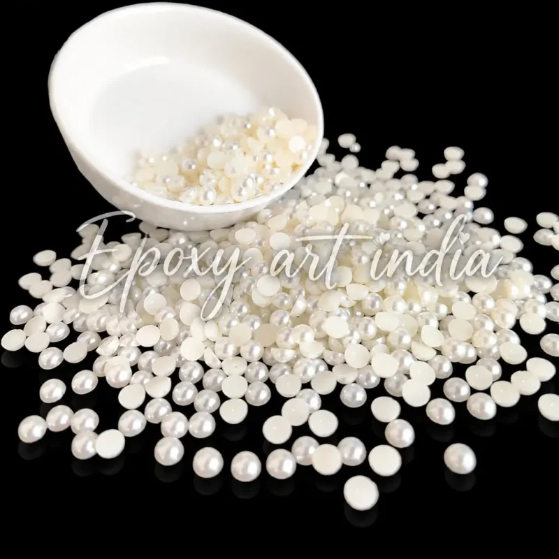 Off White 8mm Half Cut Flatback Pearl Beads | Moti