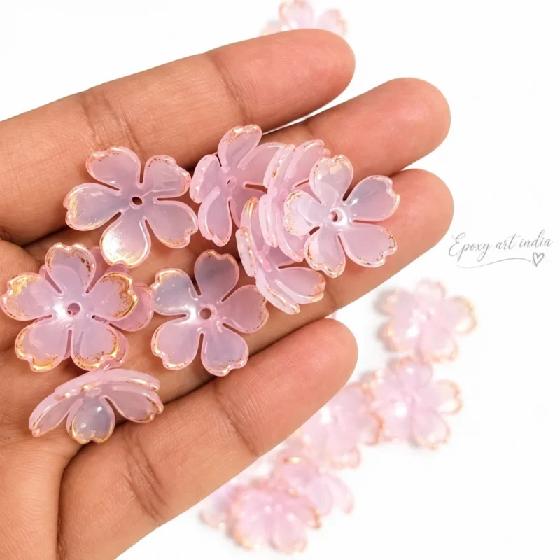 Acrylic Cherry Blossom Flower Beads for Pooja Thali Decoration