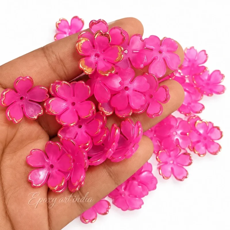 Acrylic Cherry Blossom Flower Beads for Pooja Thali Decoration