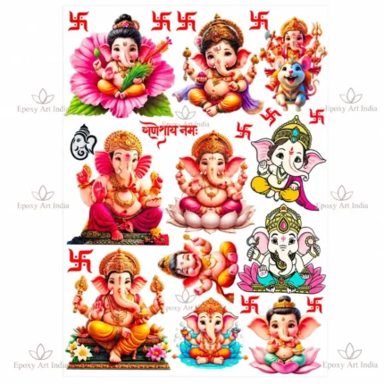 11 in 1 Ganesh Ji UV DTF Sticker Sheet – A6 Size