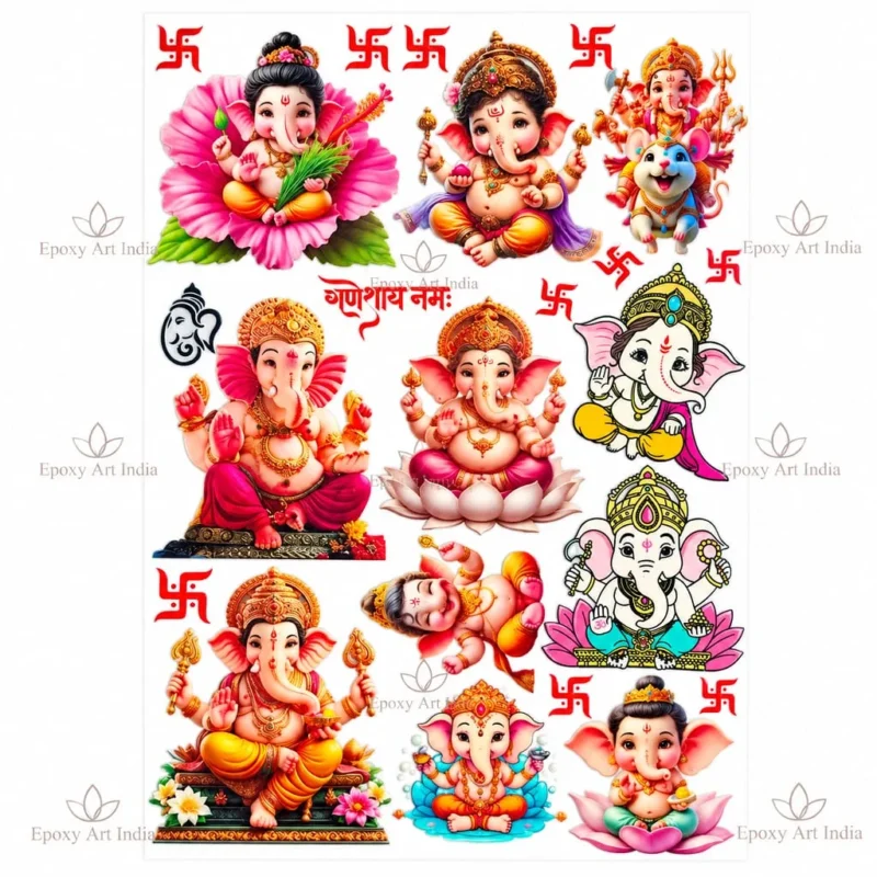 11 in 1 Ganesh Ji UV DTF Sticker Sheet – A6 Size