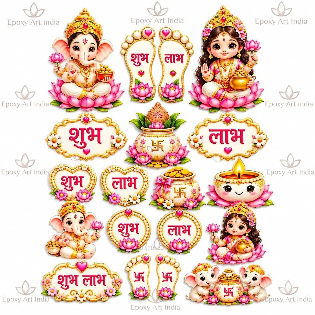 Cute Laxmi Ganesh UV DTF Sticker Sheet – A6 Size Cute Laxmi Ganesh UV DTF Sticker Sheet – A6 Size