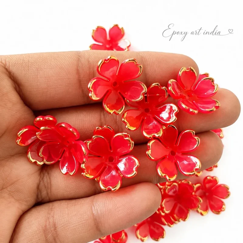 Acrylic Cherry Blossom Flower Beads for Pooja Thali Decoration